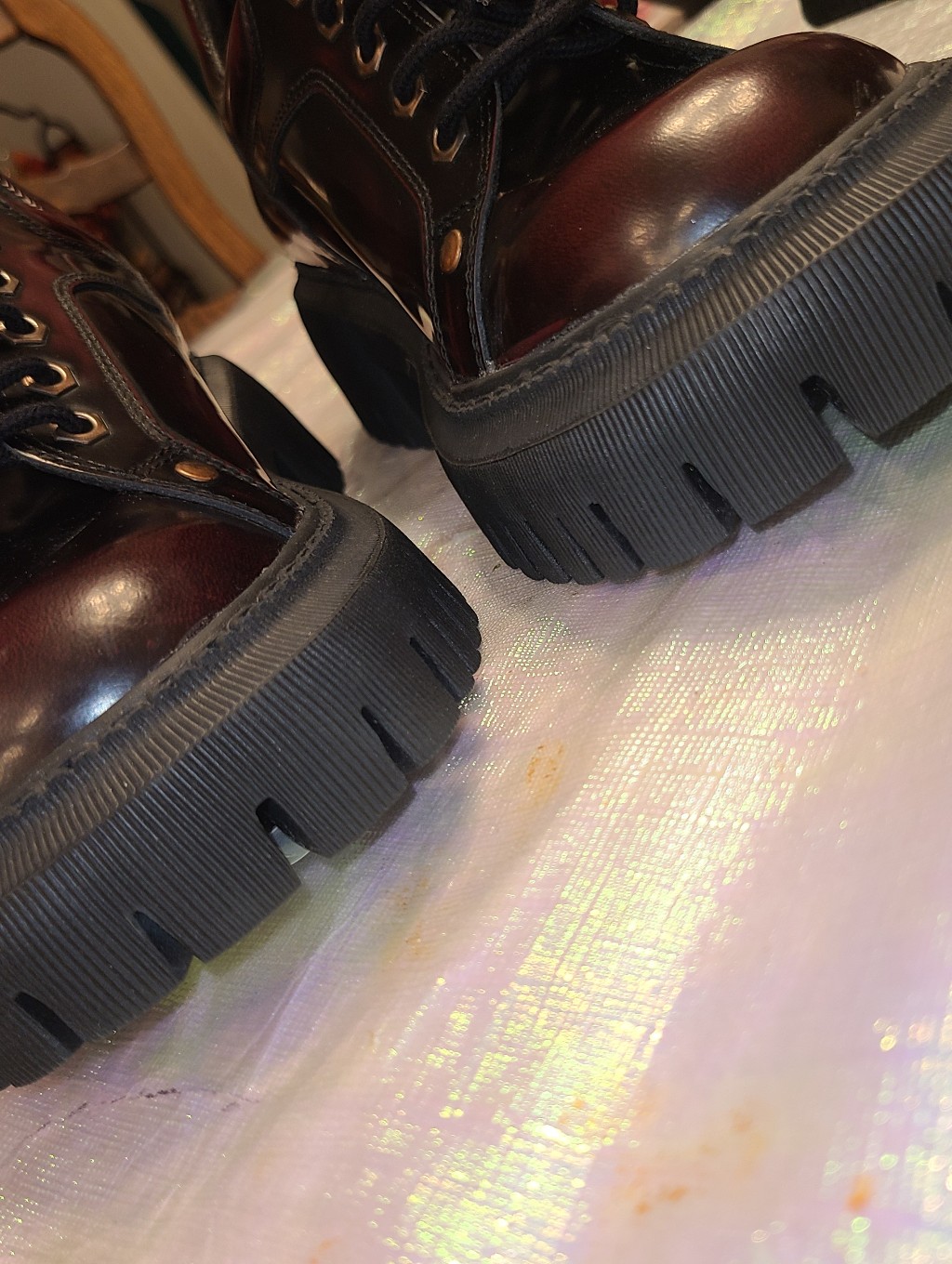 L'intervalle Sheeran Burgundy Leather Chunky Lug Sole Platform Oxfords Eu 39 — image 3 of 8
